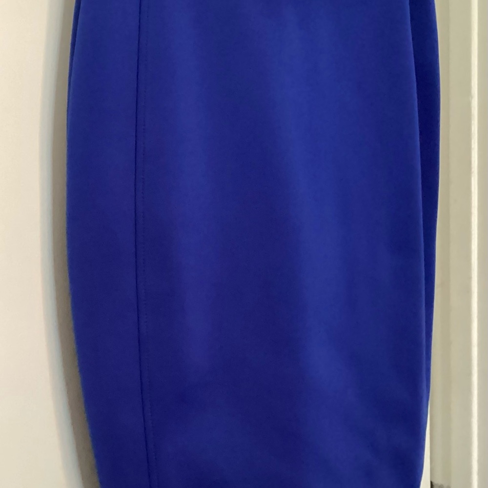 Royal blue Calvin Klein fitted dress with black belt